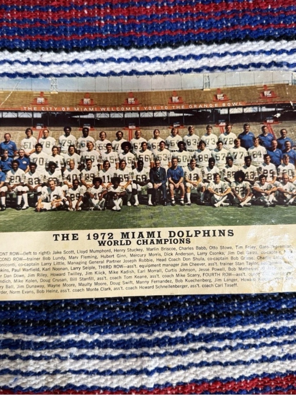 1972 Miami Dolphins World Champions Team Photo 6x9 Cardstock collector